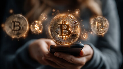 Hand interacting with glowing gear network