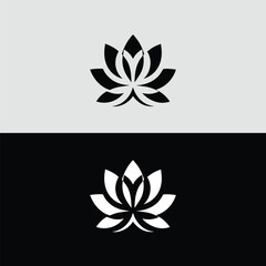 Fototapeta premium Minimalist lotus flower logo design, a symbol of purity and enlightenment, isolated on white background, ideal for spa, wellness, or yoga brand identity and corporate design