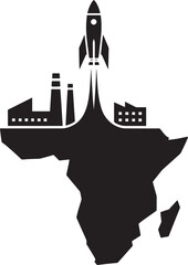 Rocket Launching from Africa Continent Symbolizing Progress and Technological Advancement