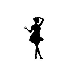 Black Silhouette of Solo Salsa Female Dancer - Flat Design on White Background 