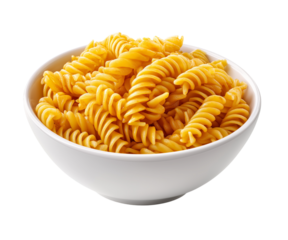 Bowl of Fusilli Pasta rotini spiral isolated on a transparent background