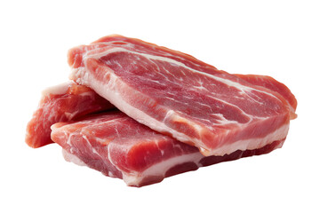Fototapeta premium Stack of Raw Pork Belly Slices with Fat and Meat raw meat isolated on a transparent background