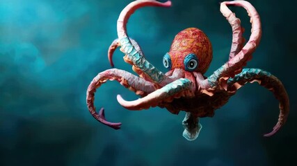 Colorful paper mache octopus on blue background. Cinco de Mayo, Battle of Puebla Day, Mexican Heritage Festival - Latin American Cultural Celebration