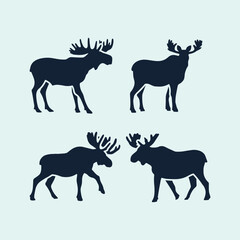 Hand drawn animals silhouette set
