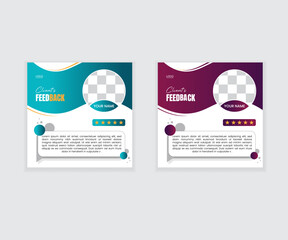 modern client feedback review or client testimonial design with organic shape