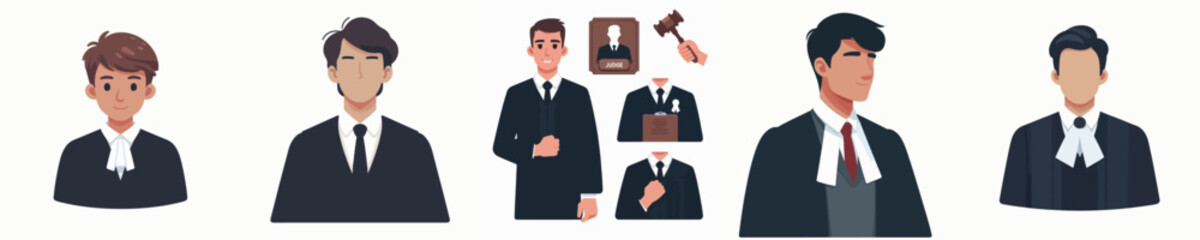 vector of men working as judges and lawyers