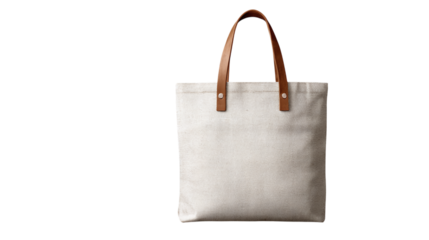 Fabric tote bag mockup with blank branding space - isolated on transparent background 