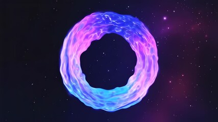 Dynamic Abstract Cosmic Energy Ring Pulsating and Flowing Through Starry Nebula - Powered by Adobe
