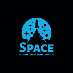 astrology space station technology logo design vector