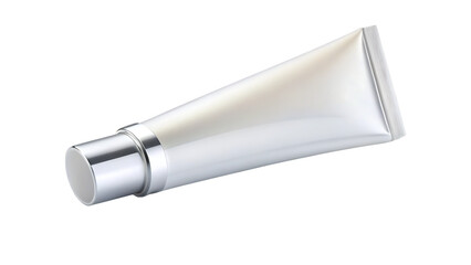 Silver cosmetic cream tube isolated on transparent background