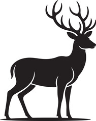 Fototapeta premium Majestic Stag Vector, Deer Head Silhouette Art, Antler Wildlife Illustration, Forest Logo Design, Nature Hunting Graphic