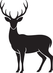 Obraz premium Majestic Deer Silhouette Vector, Wild Elk Illustration, Forest Animal Art, Hunting Logo, Nature Wildlife Design