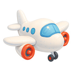 Fototapeta premium Adorable cartoon airplane flying high for kids adventures and travel fun transparent background