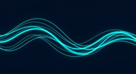 Vibrant Teal Abstract Waves: Dynamic Flowing Lines Background Design