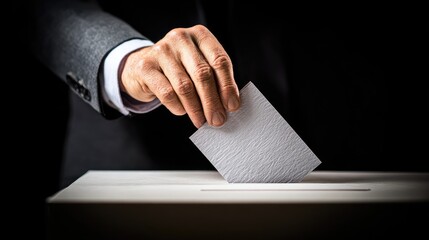 Person casting a ballot in an election.