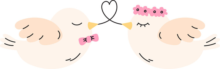 couple birds happy wedding ceremony romantic love clipart