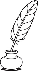 feather and ink bottle icon outline