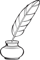 feather and ink bottle icon outline