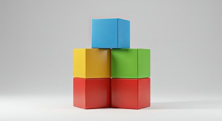 Obraz premium Colorful Stacked Cubes: Modern Minimalist Design Blocks for Branding and Marketing