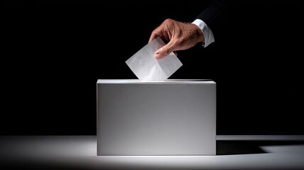 A hand inserting a ballot into a voting box.