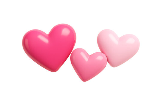 Three pink heart shapes grouped together for valentines day or romantic themes transparent background - Powered by Adobe