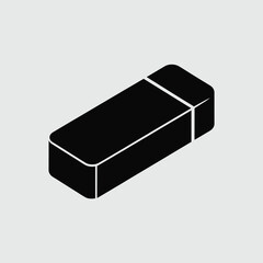 black vector silhouette of a classic rectangular eraser with slightly rounded corners