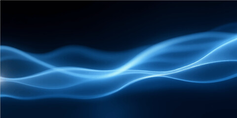 Blue abstract background with flowing light waves and a smooth, elegant curve