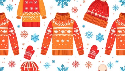 Winter clothing pattern with snowflakes