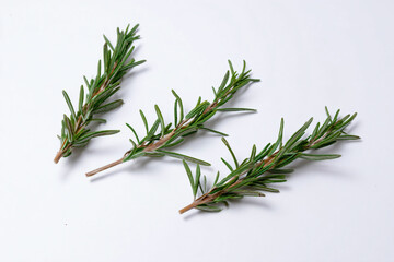 a couple of rosemary leaves on a white surface