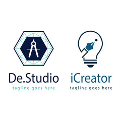 Flat graphic designer logo templates