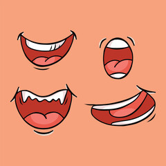 Hand drawn open mouth cartoon illustration