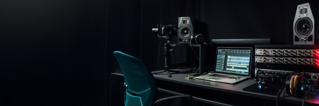 Modern Audio Production Studio Wide Banner - Powered by Adobe