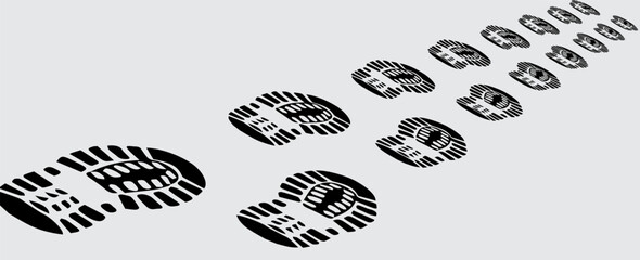 footprint shoe sole tracking path on transparent background, shoe footprint path vector illustration