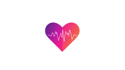 Heartbeat pulse icon with audio wave spikes isolated on transparent or white background. Medical logo symbol for health, cardiology, fitness, and sound design.