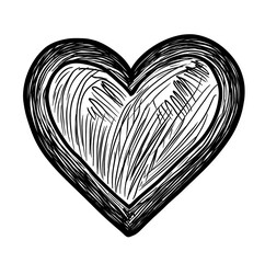 Hand-drawn heart doodle icon isolated on transparent or white background. Simple love symbol for romance, Valentine’s Day, wedding, greeting cards, and graphic design.