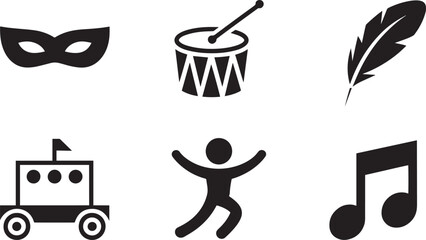 Collection of Artistic Black Silhouettes on Transparent Backdrop for Creative Projects