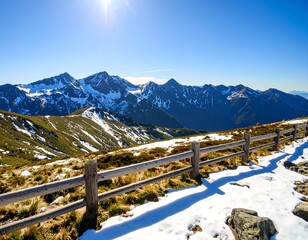 Snowy mountain range panorama