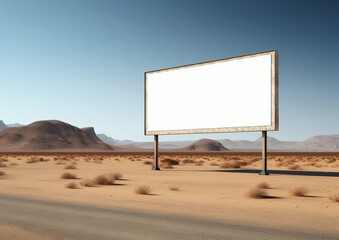 blank billboard on a desert road