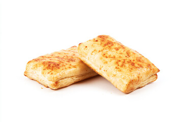 Fototapeta premium two pieces of bread on a white surface