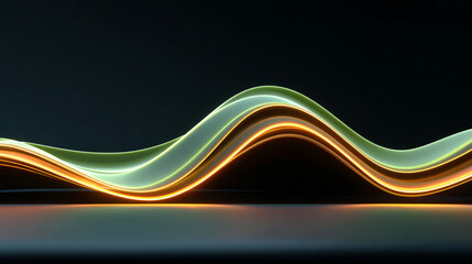 Green glowing light streaks and neon laser speed lines blur across a night road, creating curved wave motion effects with futuristic, energetic, and dynamic visual flow.