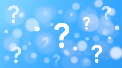 Blue abstract background with white question marks, ideal for FAQ sections, quizzes, and mystery promotions.