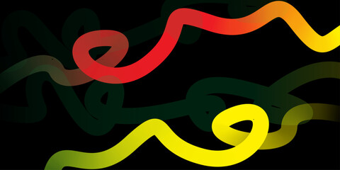 Abstract Red and Yellow Ribbon Flow on Dark Background – Modern Design.