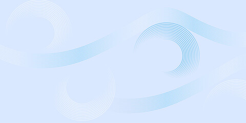 Fototapeta premium Soft blue abstract background with circle lines and wave patterns for modern design.