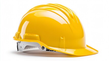 Fototapeta premium Professional White and Yellow Construction Helmet Isolated on White Background