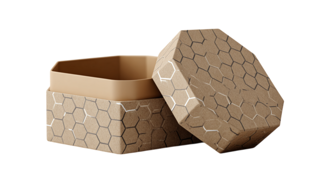 Hexagonal packaging box mockup - isolated on transparent background 