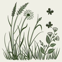 grass and flowers	