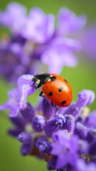 Ladybug on lavender flower