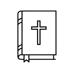 Obraz premium Bible Outline with Cross Symbol on Cover Depicting Faith and Christian Religion