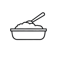 Mashed Food Bowl with Spoon Outline Icon for Culinary or Dietary Use