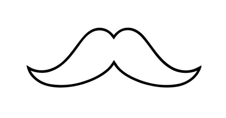 Black Moustache Outline on White Background